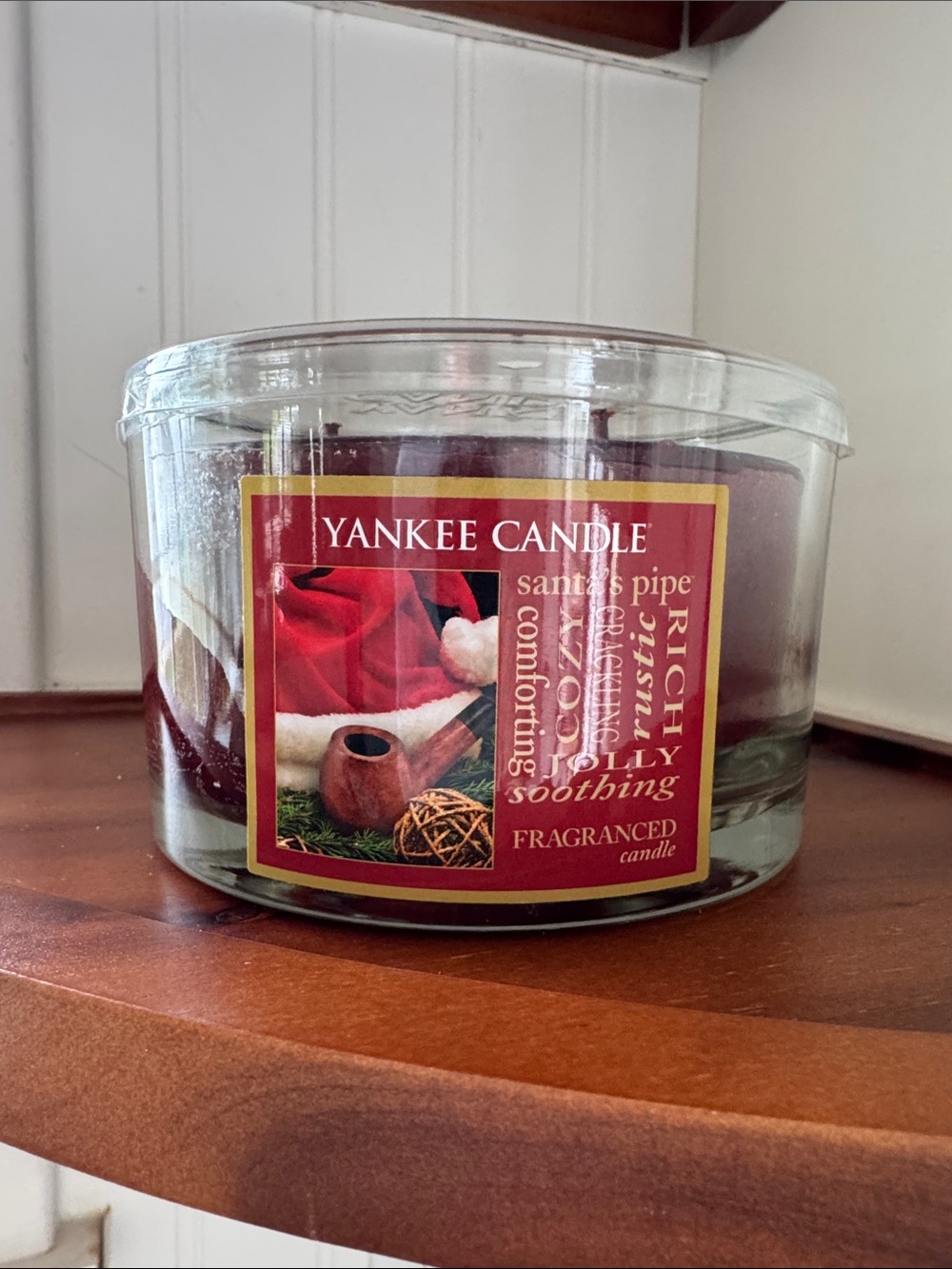 YANKEE CANDLE SANTA'S PIPE - Cherry Tobacco - Large 17 oz Jar - NEW WHITE LABEL